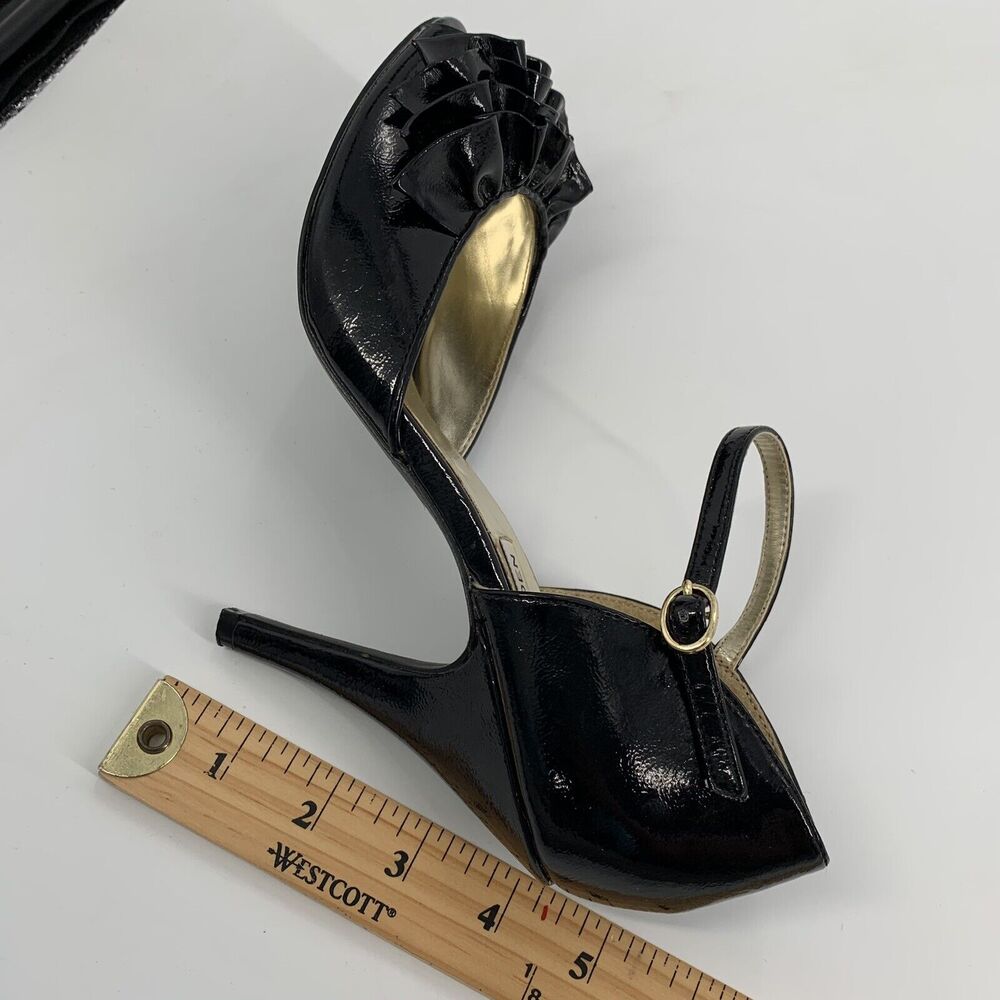 Steve Madden Talisa Ruffle Peep Toe High Heels Size 7.5 Womens Black Sexy Pin-Up - Picture 9 of 9